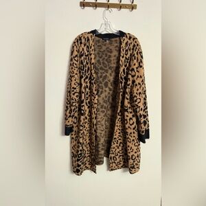 1.STATE Animal-Print Tan Black Cheetah Cardigan Sweater Plus Sz 3X